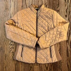 Tan and brown quilted jacket